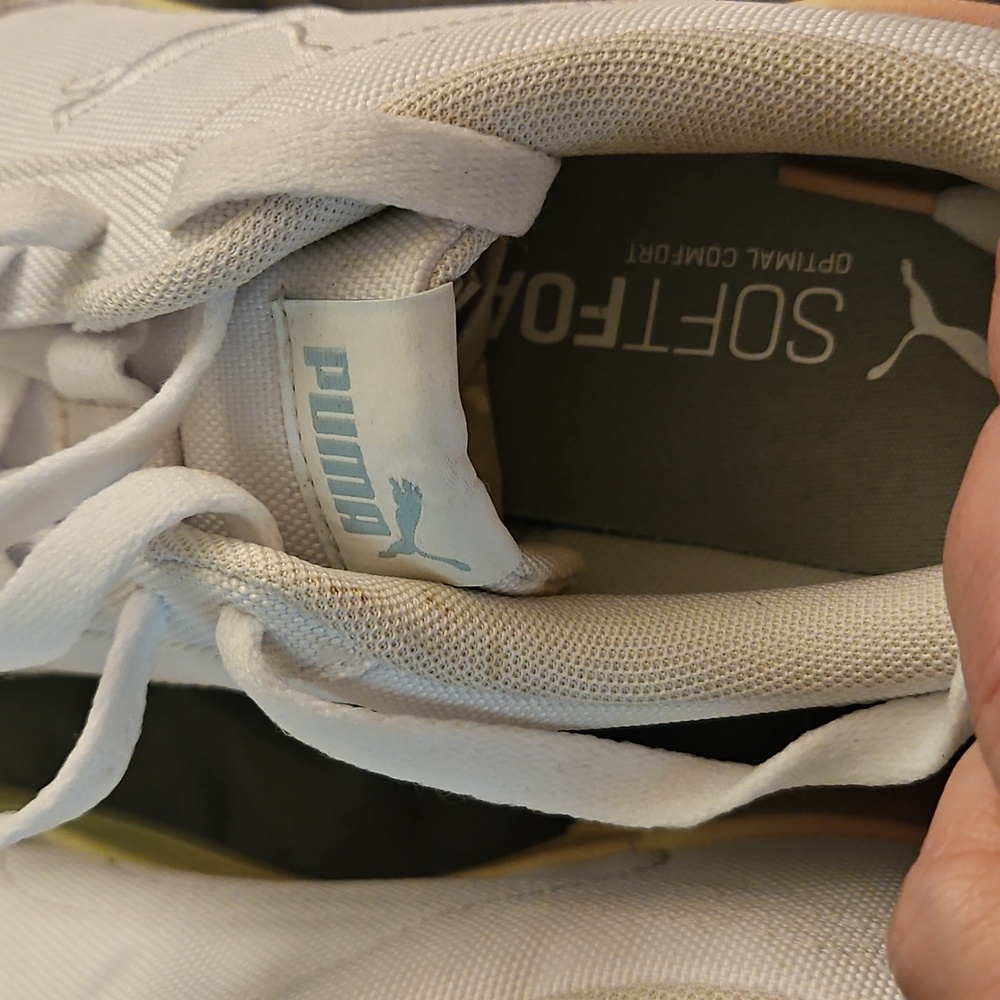 Size 7 Puma White Sneakers with Yellow Accents - Picture 5 of 6